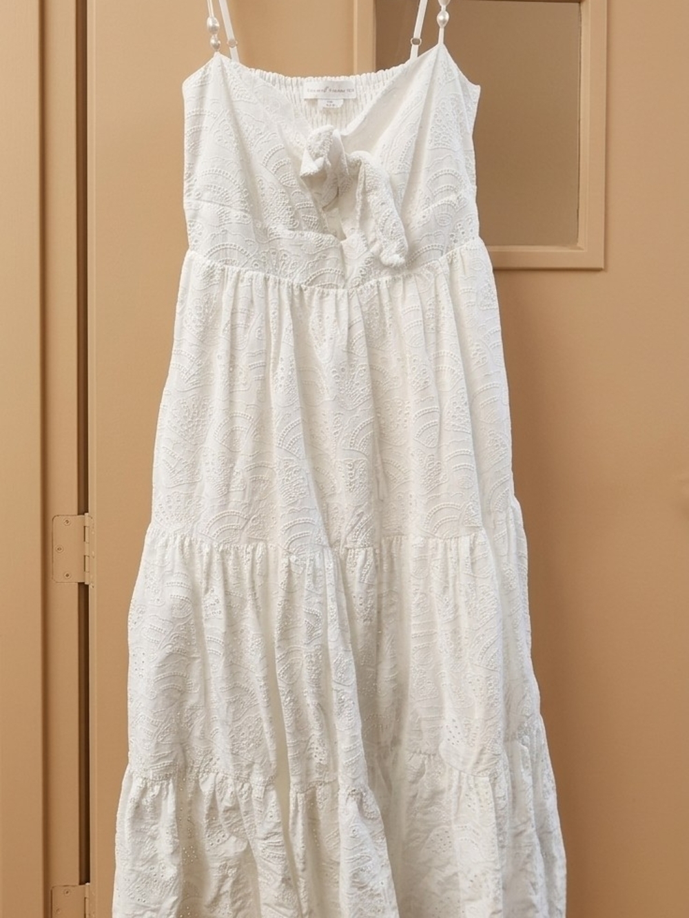 House of Harlow 1960 White Eyelet Tiered Maxi Dress